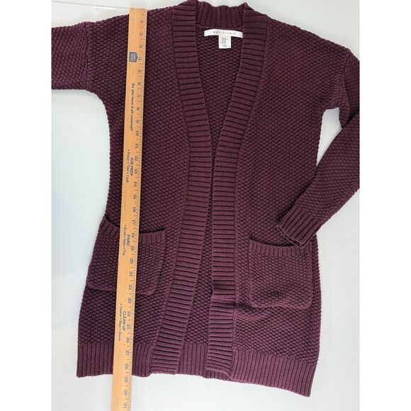 Max Studio Women's Longline Cardigan Sweater Open Front Pockets Burgundy Size XS - Picture 6 of 8